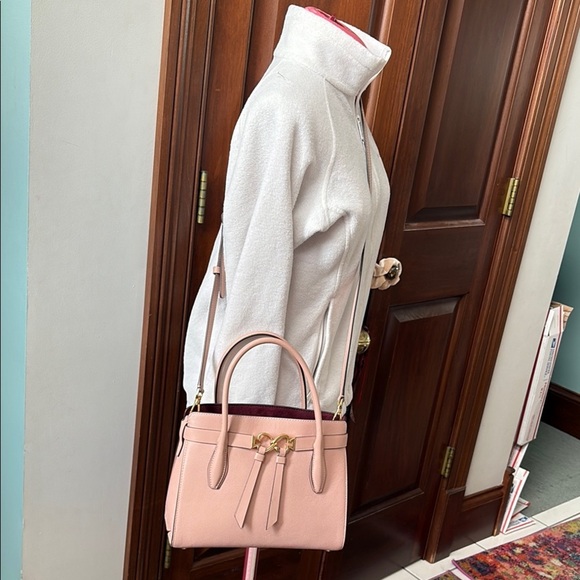 Kate Spade Satchel Crossbody bag pebble leather dusty Rose ♠️ gold tone decor - Picture 3 of 17